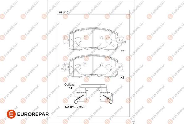 EUROREPAR 1681212180 - Kit de plaquettes de frein, frein à disque cwaw.fr