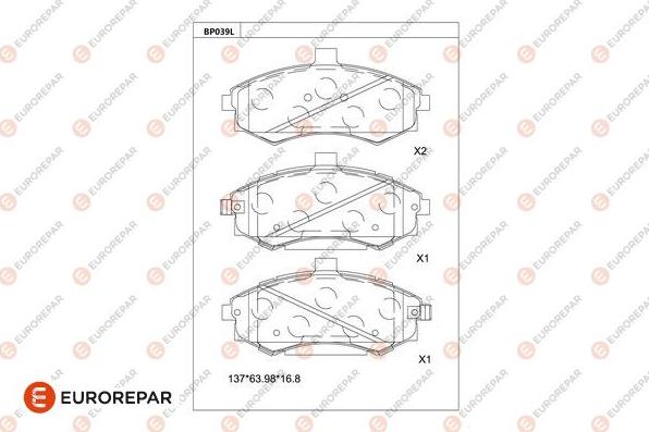 EUROREPAR 1681212780 - Kit de plaquettes de frein, frein à disque cwaw.fr