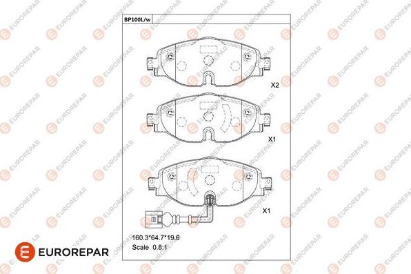 EUROREPAR 1681217280 - Kit de plaquettes de frein, frein à disque cwaw.fr