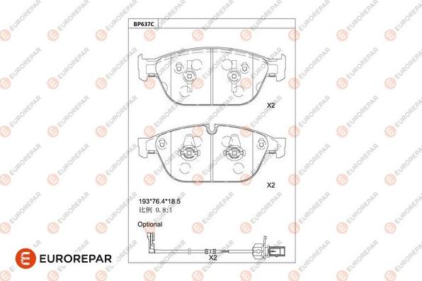 EUROREPAR 1681289180 - Kit de plaquettes de frein, frein à disque cwaw.fr