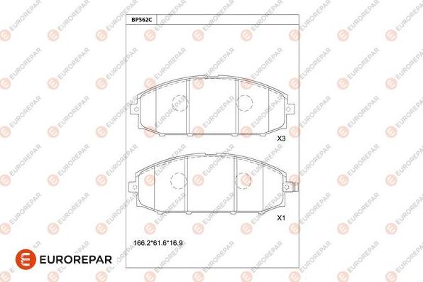 EUROREPAR 1681284880 - Kit de plaquettes de frein, frein à disque cwaw.fr