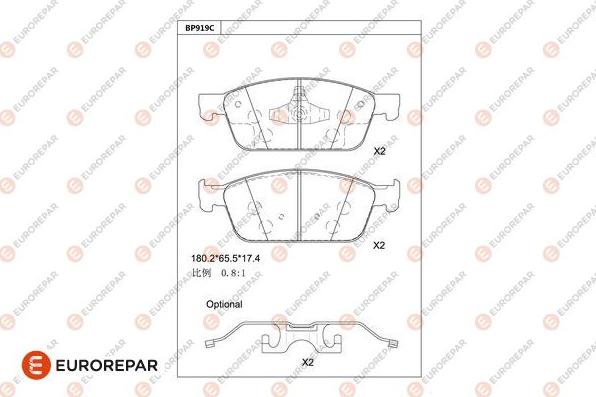 EUROREPAR 1681285580 - Kit de plaquettes de frein, frein à disque cwaw.fr