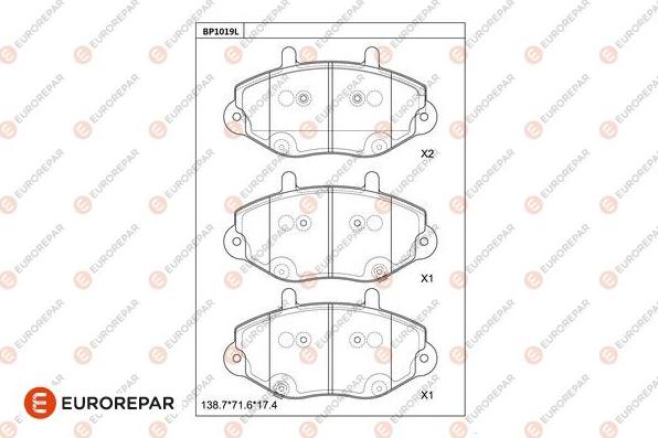 EUROREPAR 1681285680 - Kit de plaquettes de frein, frein à disque cwaw.fr