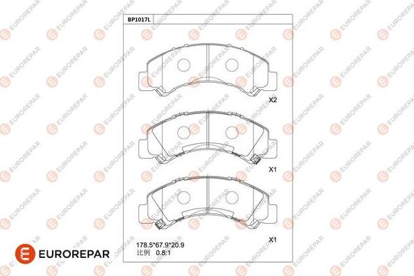 EUROREPAR 1681285280 - Kit de plaquettes de frein, frein à disque cwaw.fr