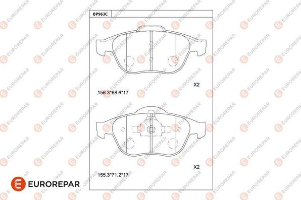 EUROREPAR 1681286380 - Kit de plaquettes de frein, frein à disque cwaw.fr