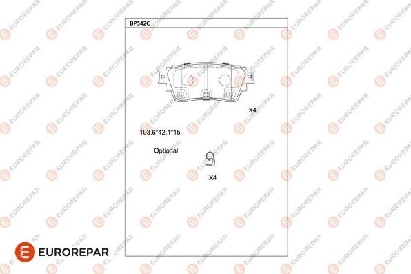 EUROREPAR 1681288880 - Kit de plaquettes de frein, frein à disque cwaw.fr