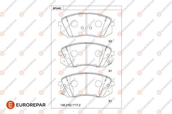 EUROREPAR 1681283480 - Kit de plaquettes de frein, frein à disque cwaw.fr