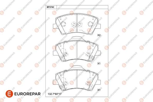 EUROREPAR 1681234380 - Kit de plaquettes de frein, frein à disque cwaw.fr