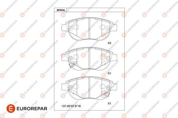 EUROREPAR 1681235680 - Kit de plaquettes de frein, frein à disque cwaw.fr