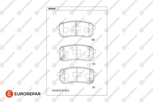 EUROREPAR 1681236180 - Kit de plaquettes de frein, frein à disque cwaw.fr