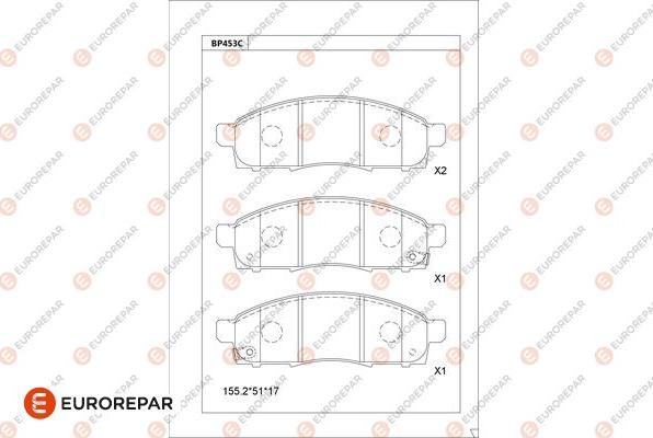 EUROREPAR 1681236380 - Kit de plaquettes de frein, frein à disque cwaw.fr