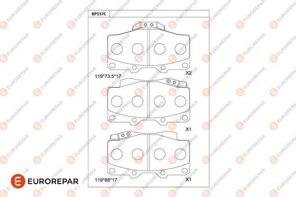 EUROREPAR 1681236780 - Kit de plaquettes de frein, frein à disque cwaw.fr