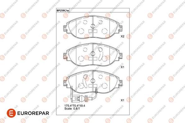 EUROREPAR 1681230480 - Kit de plaquettes de frein, frein à disque cwaw.fr