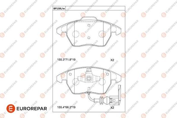 EUROREPAR 1681230680 - Kit de plaquettes de frein, frein à disque cwaw.fr