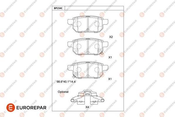 EUROREPAR 1681230780 - Kit de plaquettes de frein, frein à disque cwaw.fr