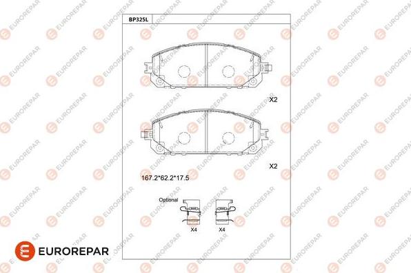 EUROREPAR 1681231180 - Kit de plaquettes de frein, frein à disque cwaw.fr