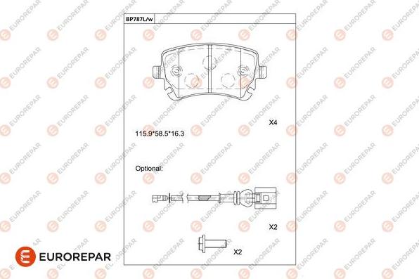 EUROREPAR 1681232080 - Kit de plaquettes de frein, frein à disque cwaw.fr