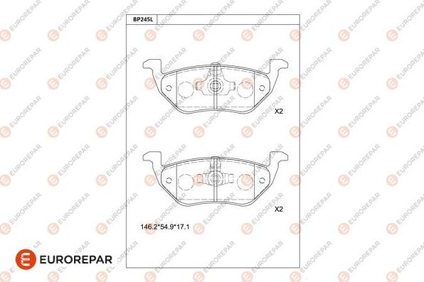 EUROREPAR 1681232280 - Kit de plaquettes de frein, frein à disque cwaw.fr