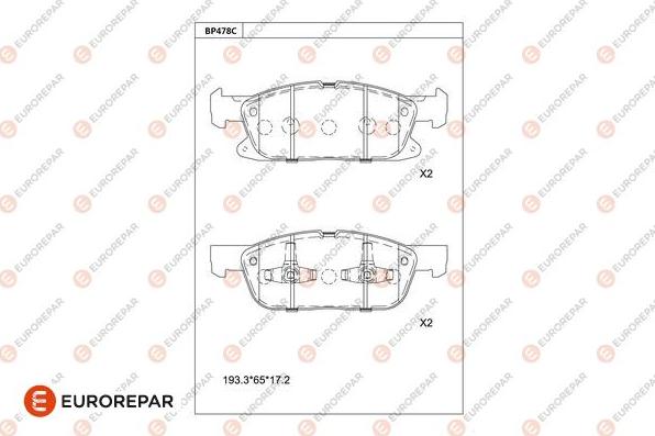 EUROREPAR 1681237980 - Kit de plaquettes de frein, frein à disque cwaw.fr