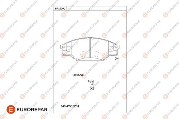 EUROREPAR 1681237580 - Kit de plaquettes de frein, frein à disque cwaw.fr