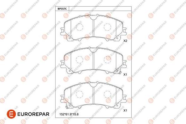 EUROREPAR 1681224980 - Kit de plaquettes de frein, frein à disque cwaw.fr