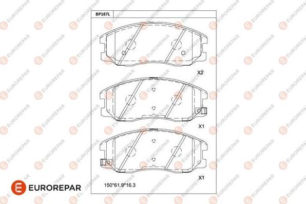 EUROREPAR 1681224480 - Kit de plaquettes de frein, frein à disque cwaw.fr