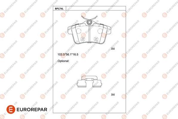 EUROREPAR 1681224180 - Kit de plaquettes de frein, frein à disque cwaw.fr