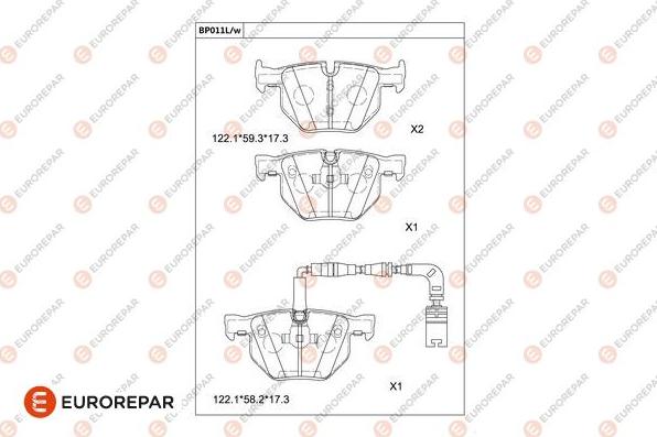 EUROREPAR 1681224280 - Kit de plaquettes de frein, frein à disque cwaw.fr