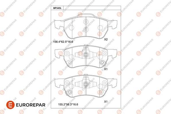 EUROREPAR 1681225580 - Kit de plaquettes de frein, frein à disque cwaw.fr