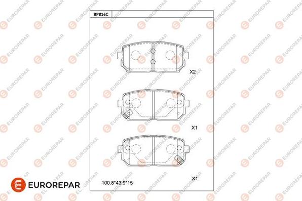 EUROREPAR 1681225180 - Kit de plaquettes de frein, frein à disque cwaw.fr