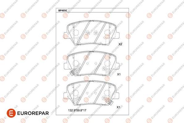 EUROREPAR 1681225780 - Kit de plaquettes de frein, frein à disque cwaw.fr