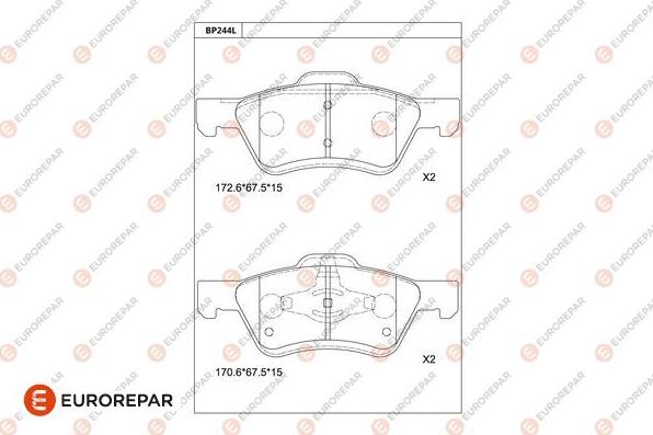 EUROREPAR 1681226280 - Kit de plaquettes de frein, frein à disque cwaw.fr