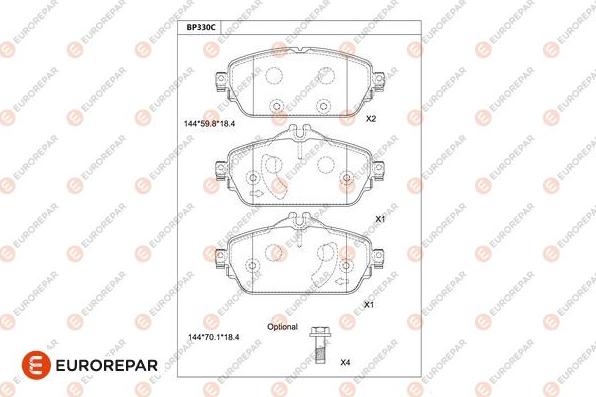 EUROREPAR 1681226780 - Kit de plaquettes de frein, frein à disque cwaw.fr