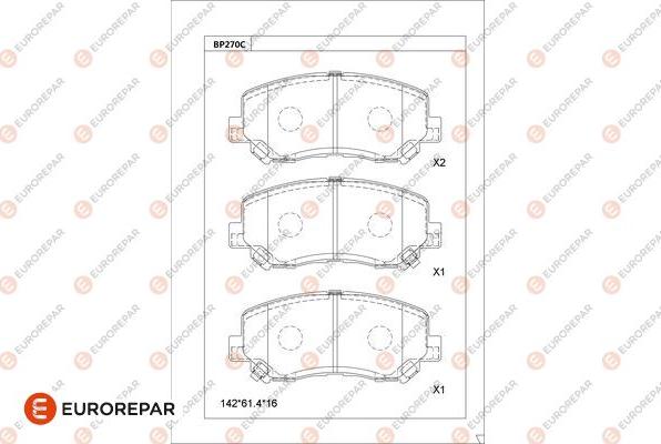 EUROREPAR 1681221480 - Kit de plaquettes de frein, frein à disque cwaw.fr