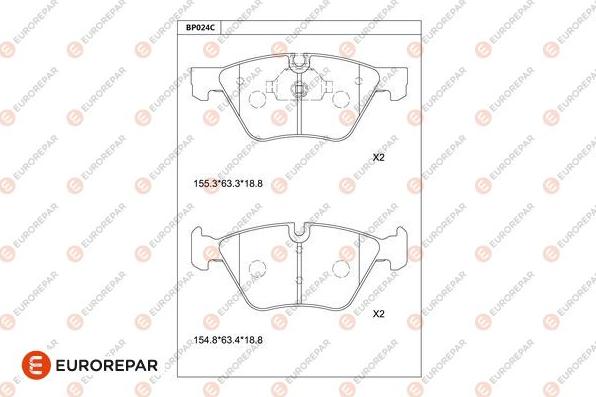 EUROREPAR 1681223080 - Kit de plaquettes de frein, frein à disque cwaw.fr