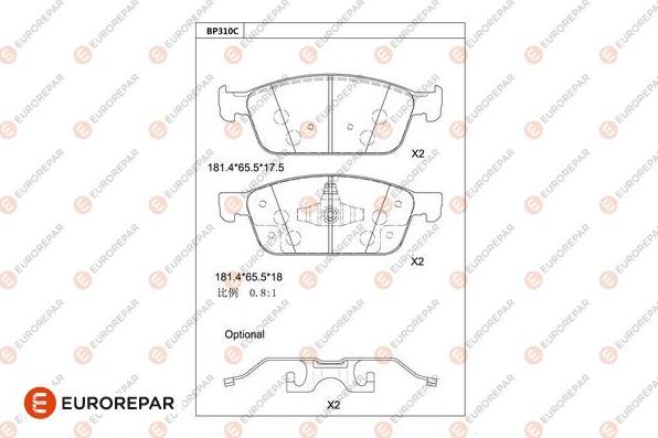 EUROREPAR 1681223180 - Kit de plaquettes de frein, frein à disque cwaw.fr