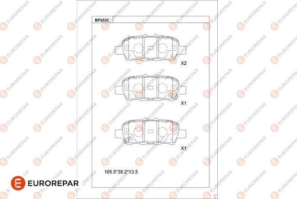 EUROREPAR 1681223380 - Kit de plaquettes de frein, frein à disque cwaw.fr