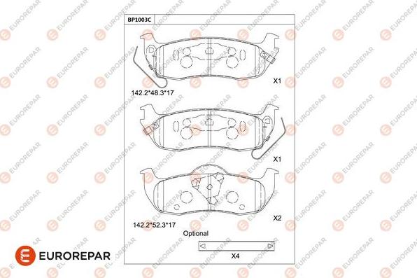 EUROREPAR 1681276680 - Kit de plaquettes de frein, frein à disque cwaw.fr