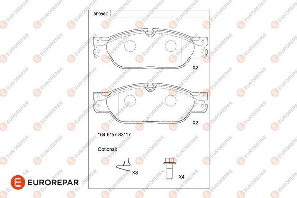 EUROREPAR 1681276180 - Kit de plaquettes de frein, frein à disque cwaw.fr