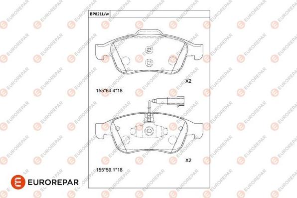 EUROREPAR 1681271080 - Kit de plaquettes de frein, frein à disque cwaw.fr