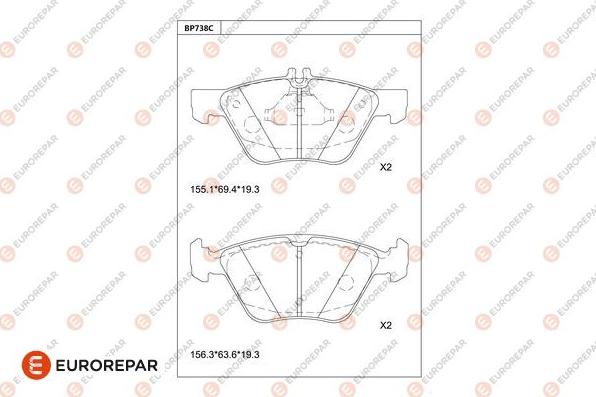 EUROREPAR 1681278680 - Kit de plaquettes de frein, frein à disque cwaw.fr