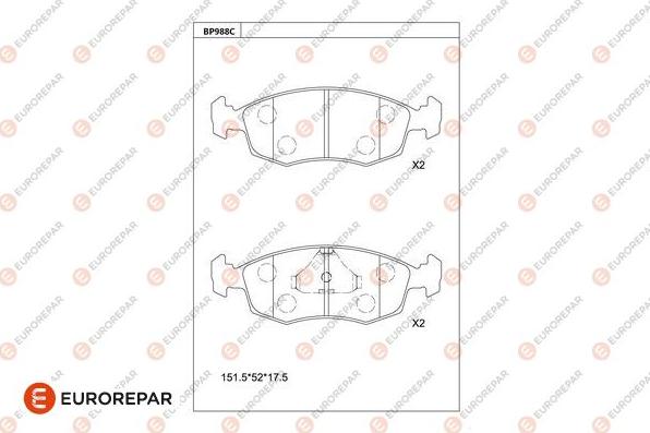 EUROREPAR 1681273180 - Kit de plaquettes de frein, frein à disque cwaw.fr