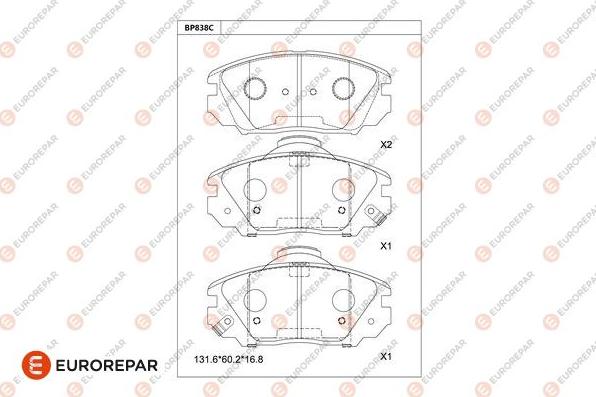 EUROREPAR 1681272980 - Kit de plaquettes de frein, frein à disque cwaw.fr