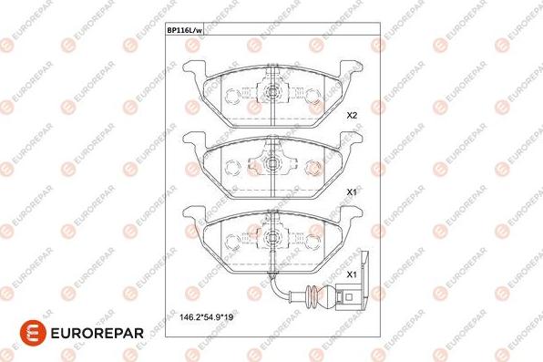 EUROREPAR 1677811980 - Kit de plaquettes de frein, frein à disque cwaw.fr