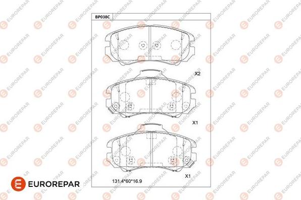 EUROREPAR 1677812680 - Kit de plaquettes de frein, frein à disque cwaw.fr