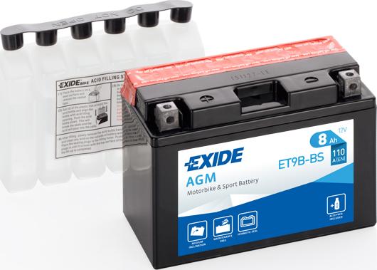 Exide ET9B-BS - Batterie de démarrage cwaw.fr