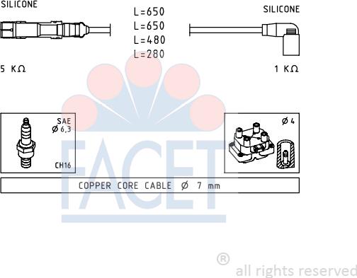 FACET 4.9585 - Kit de câbles d'allumage cwaw.fr