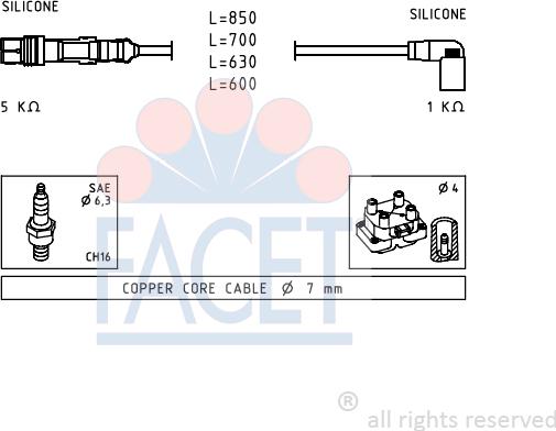 FACET 4.9601 - Kit de câbles d'allumage cwaw.fr