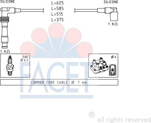 FACET 4.8688 - Kit de câbles d'allumage cwaw.fr