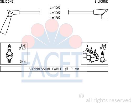 FACET 4.7007 - Kit de câbles d'allumage cwaw.fr